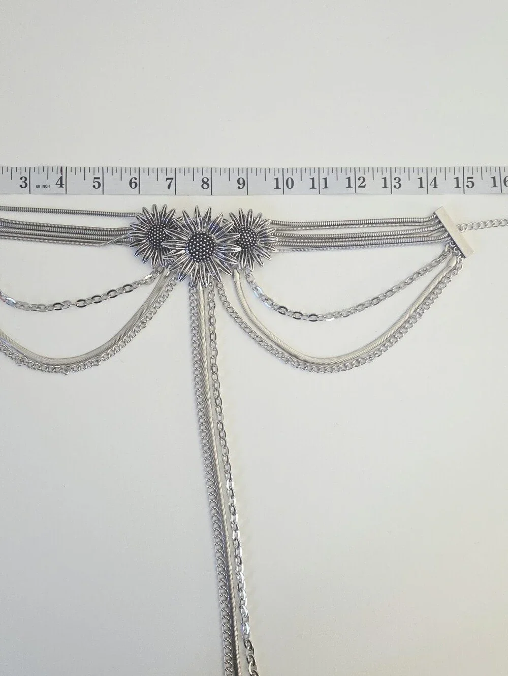 Silver Floral Statement Lariat Necklace - Picture 7 of 7